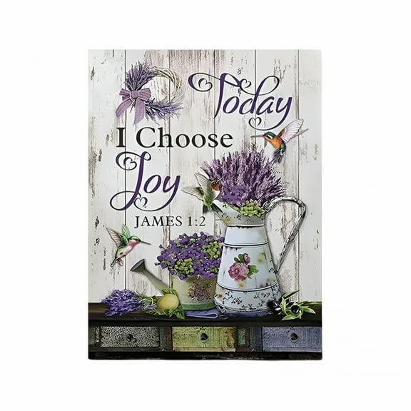 LAMIRO Purple Lavender Wall Art Farmhouse Today I Choose Joy Pictures Canvas Decor Country Flower Hummingbird Painting Prints Framed Artwork for Living Room Bedroom Bathroom 12"X16"