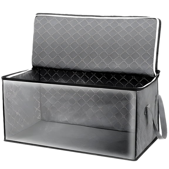 LAMIRO Quilt Organizer Box with Durable Handles,Gray 2 Piece
