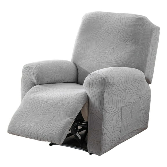LAMIRO Recliner Chair Cover 4 Piece Stretch Recliner Slipcover with Side Pocket Light Gray Recliner Couch Cover Soft Durable Furniture Protector for Recliner Chairs Easy to Install and Clean