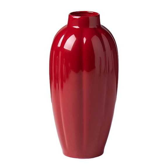 LAMIRO Red Ceramic Vase,Small Red Vase,Rustic Flower Vases,Rustic Vase Decorative Vases for Fireplace,Dining Room,Bookshelf,Coffee Table,Bedroom