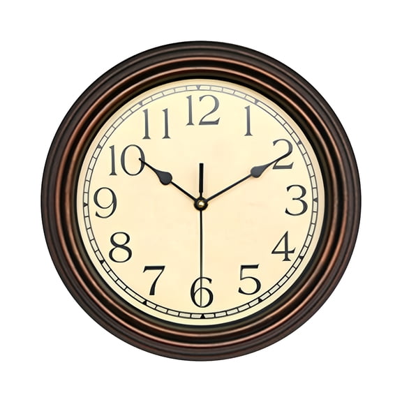 LAMIRO Retro Silent Non Ticking Round Classic Clock Quartz Decorative Battery Operated Wall Clock for Living Room Kitchen Home Office 12" Clock Khaki