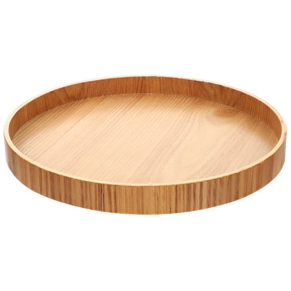 LAMIRO Round Wooden Tray Decor Delicate Wood Plate Coffee Making Tray Cake Container Fruit Serving Wooden Tray