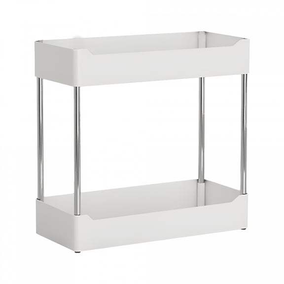 LAMIRO Rust Resistant 2-Shelf Rubber Bathroom Counter Organizer,White