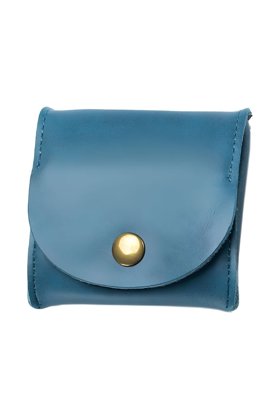 Rustic Leather Pocket Coin Case Genuine Leather Squeeze Coin Purse Pouch Change Holder Tray Purse Wallet for Men & Women - blue