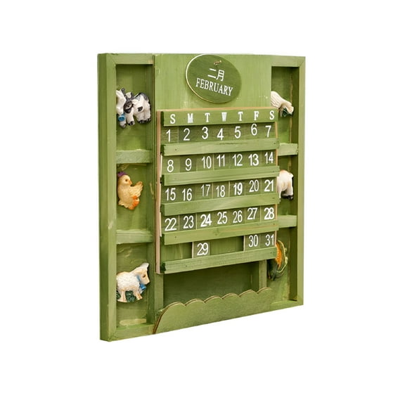 LAMIRO Rustic Style Yearly Planner Wall Mounted Wooden Perpetual Calendar for Home Decor Farmhouse Calendar