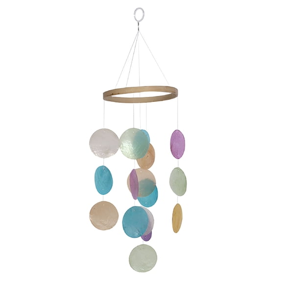 LAMIRO Sea Glass Wind Chimes Capiz Shells Windchime Outdoor Hanging Ornament