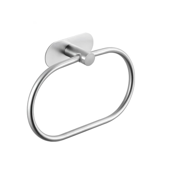 LAMIRO Self Adhesive Towel Ring Brushed Nickel,Oval Shaped Modern Hand Towel Holder,Stainless Steel Adhesive Hand Towel Hanger for Bathroom & Kitchen Wall Mount (No Drilling)