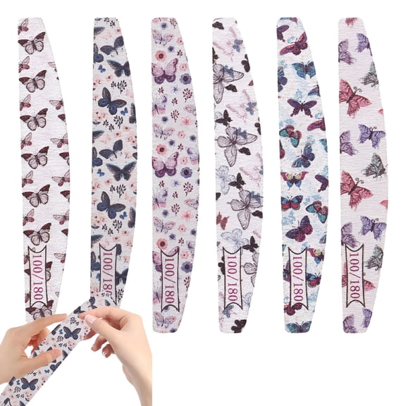 LAMIRO Set of 6 nail files, grit 100/180 and buffer, Multicolor