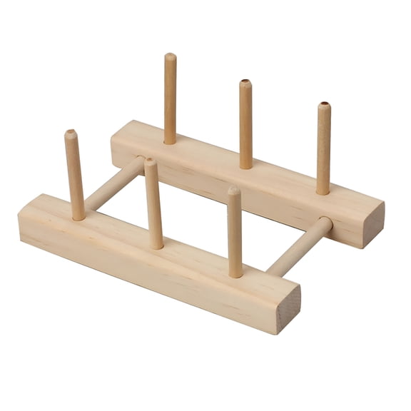 LAMIRO Sewing Thread Holder Wooden Shelf Hair Braiding Beads Cone Stand Storage Wooden Thread Rack