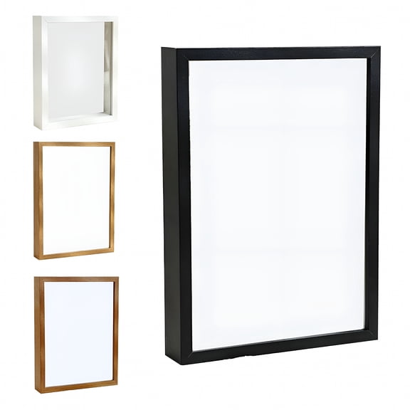 LAMIRO Shadow Box Frame Display Case, Rustic Wood 3D Picture Frame with Thickened Glass, Desktop Flower and Seashell Display Box