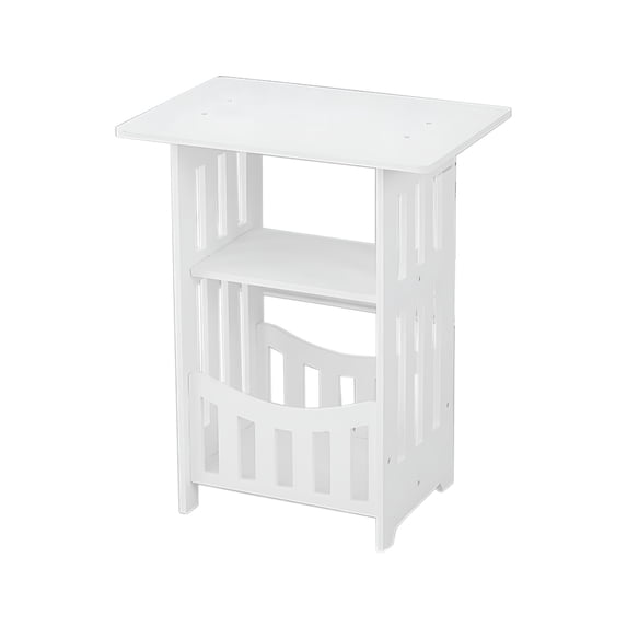 LAMIRO Side Table Night Stand,3 Tier Narrow End Table with Display Shelf,Small Bookcase Bookshelf,Simple Bedside Table Storage Rack for Bedroom,Living Room,Office,Bathroom,White