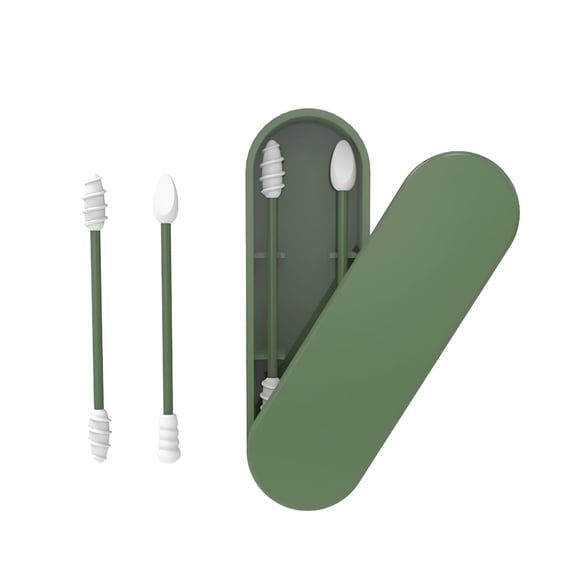 LAMIRO Silicone Cotton Swabs Stick Reusable Portable and Hygienicable Ear Q- Rough Friction Cotton Swabs for Ear Hygienicing Makeup 2Pcs
