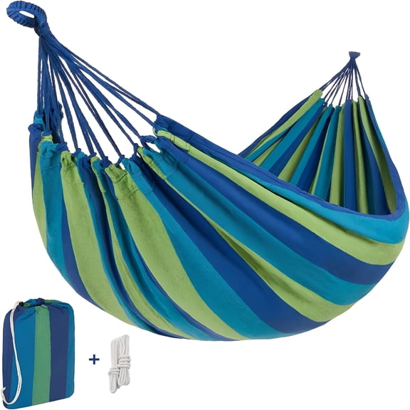 LAMIRO Single Camping Hammock with Hanging Ropes and Carry Bag, Blue
