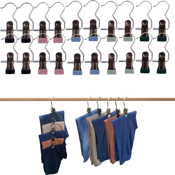 LAMIRO Skirt Hanger Pants Hangers with Clips - 20 Pcs Clothes Hangers with Clips Portable Stainless Steel Pant Hangers with Clips Space Saving