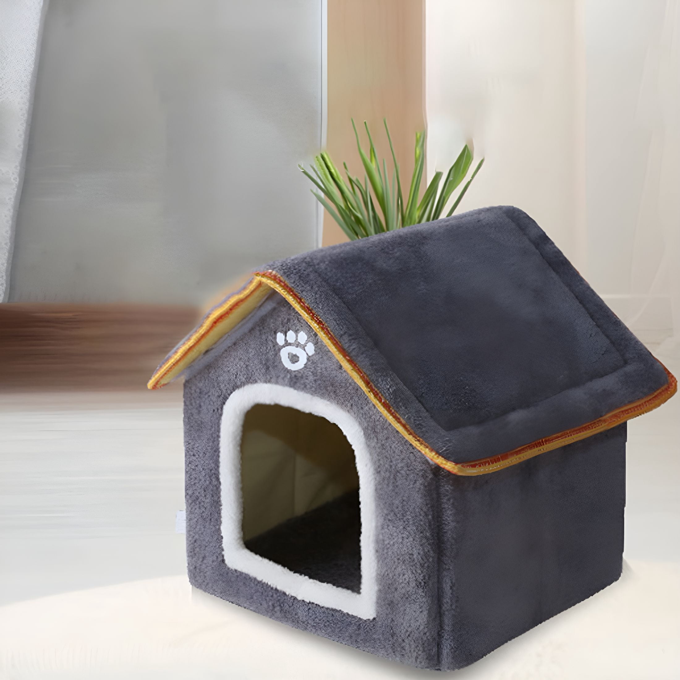Illustration of Small Dog House With Bedding