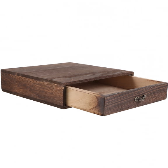 LAMIRO Small Wooden Desk Organizer with Drawer, Solid Wood Tabletop Storage Box for Home Office, Desktop Stationery Holder for Pens Clips Notes, Minimalist Decorative Supply Organizer for Vanity
