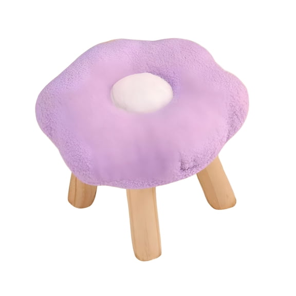 LAMIRO Sofa Footstool Footrest Shoes Changing Flower Shape Comfortable Cute Non Slip Pouf Small Foot Stool under Desk for Porch Playroom Apartment Violet