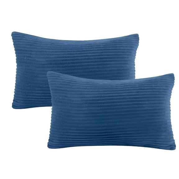 LAMIRO Soft Corduroy Striped Velvet Throw Pillow Set 2-Pack 12"