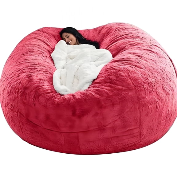 LAMIRO Soft Fluffy Bean Bag Chair for Adults, Lazy Chair Bean Bag with Washable Plush Cover