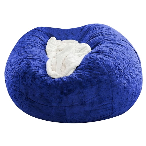 LAMIRO Plush Bean Bag Chair for Adults, Round Lazy Chair with Washable Cover for Dorm Bedroom