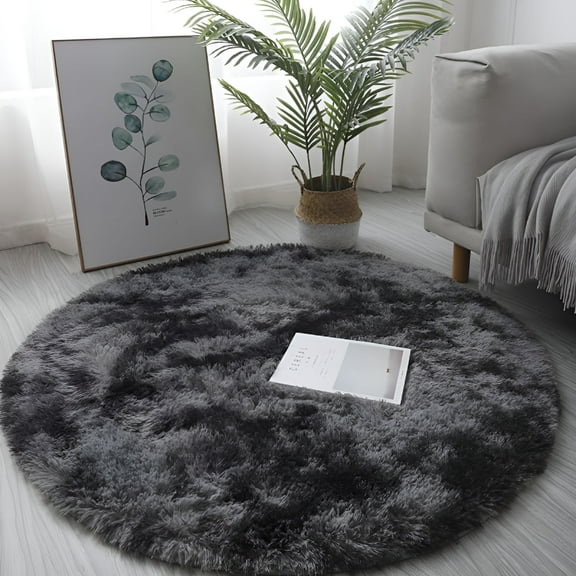 LAMIRO Soft Round Circle Round Shaggy Rug for Living Room Bedroom,Fluffy Carpet Shag Circular Rug Fuzzy Plush Rug Non-Slip Home Decor for Nursery Room Dorm (Brown,40CM)
