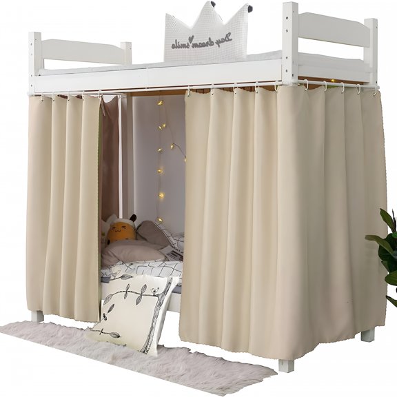 LAMIRO Solid Thicken Blackout Bed Curtains,Bed Canopy for Single Sleeper,2 Panels