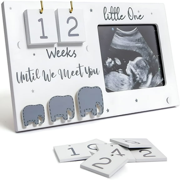 LAMIRO Sonogram Picture Frame,Ultrasound Photo Frame with Baby Countdown Weeks,Baby Announcement,Elephant Nursery Decor for Birth Information,Unique Gifts for Pregnant Women