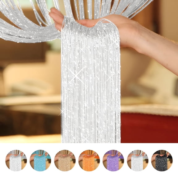 LAMIRO Sparkling String Curtains Glittering Joy-Glamourous Doorway and Room Divider for Sparkling Beaded Curtain Look-Day Night and Party Room Decor to Dazzle Guests