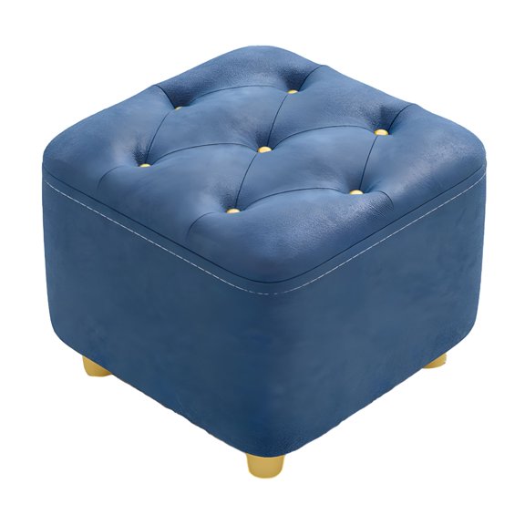 LAMIRO Square Footstool Foot Stool Comfortable Stepstool Creative Ottoman Stool Footrest for Living Room Dressing Room Bedroom Couch,Dark Blue