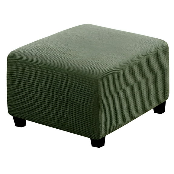 LAMIRO Square Ottoman Covers Ottoman Slipcovers Folding Storage Stool Furniture Protector Form Fit with Elastic Bottom,Stretch High Spandex Small Checks Jacquard Fabric Army Green M 17