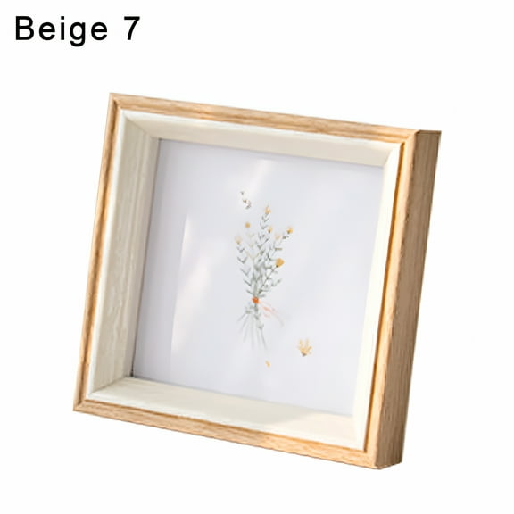 LAMIRO Square Picture Frames,Resin 7x7 Picture Frame Desktop Placed Art Photo Frame With Mat for Desktop Decoration (Beige)