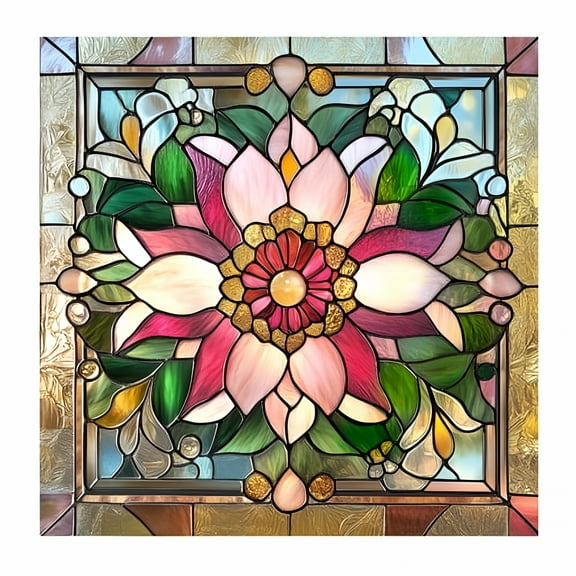 LAMIRO Stained Glass Static Window Film Privacy Protection Sun Blocking Glass Cling Waterproof Pvc Home Office Bathroom Window Covering Film Window Cling