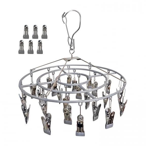 LAMIRO Stainless Steel Laundry Drying Rack Clothing Sock Drip Round Underwear Clothes Hanger(Grey)
