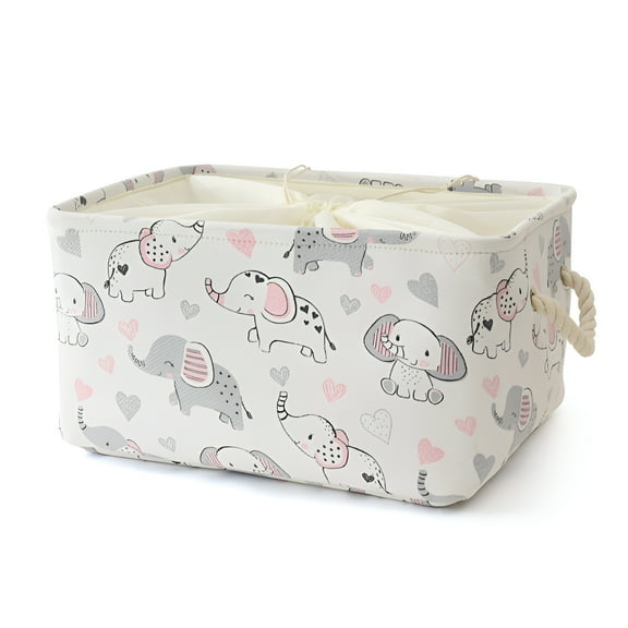 LAMIRO Storage Basket Baby Shower Basket for Boys Girls Large Gift Box for Baby Collapsible Storage Bins Elephant Decoration for Kidsroom Nursery Room Play RoomL