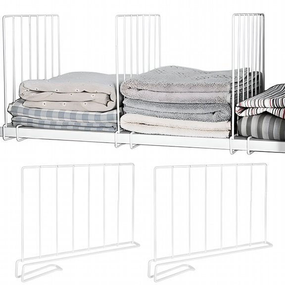LAMIRO Storage Partitions Closet Shelf Divider Closet Shelf Organizer Metal Shelf Dividers,Easy Clip Clothes Separators