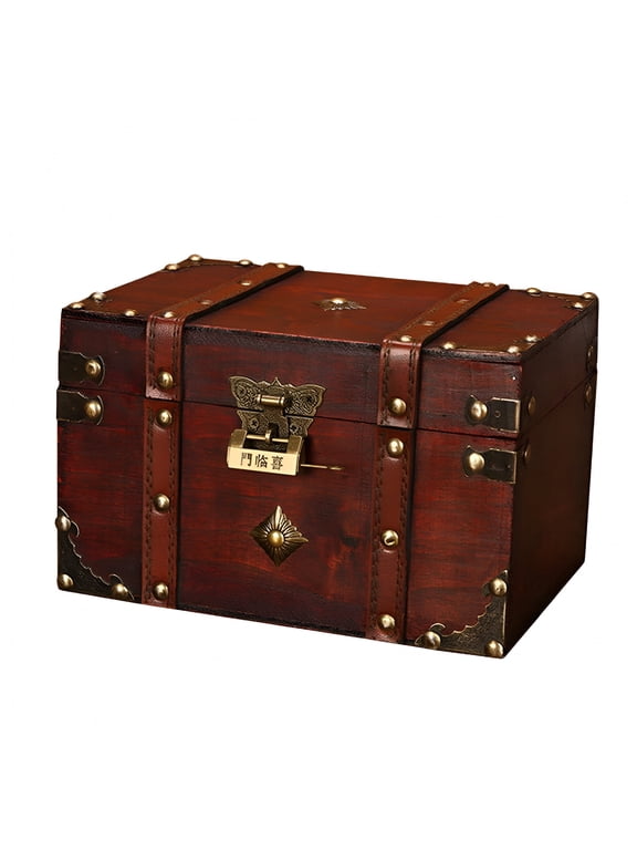 Storage Trunk with Lock Composite Board Bedroom Living Room Treasure Chest Collection Cabinet