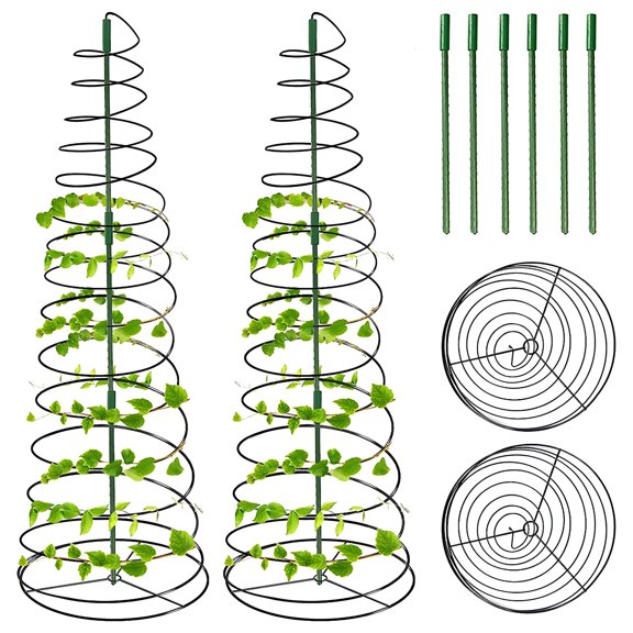 LAMIRO Sturdy Metal Plant Support Rack - Green Bean Trellis Tower,Stretchable and Durable Plant Support for Climbing Vines