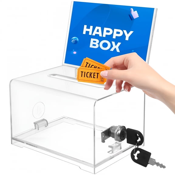LAMIRO Suggestion Box Ballot Box Clear Acrylic Box Donation Box For Fundraising,for Donations,Surveys,Events,Voting,Office,Fundraising Campaigns