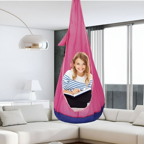 LAMIRO Swing Pod Chair for Kids, Folding Hanging Durable Child Hammock Nest for Suspension Seats ()