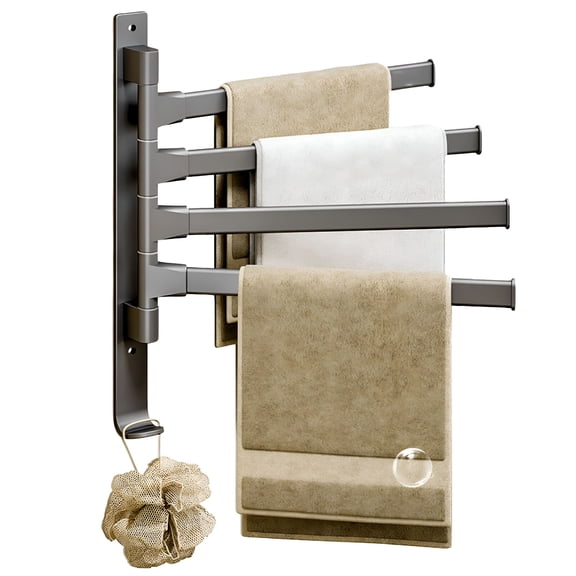 LAMIRO Swivel Bathroom Towel Rack Wall Mounted Towel Rack,Stainless Steel Towel Bar 3-Arm Towel Hanger Space Saving Towel Racks for Bathroom,Kitchen