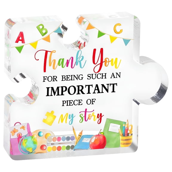 LAMIRO Teacher Appreciation Gifts For Women Men Thank You Engraved Acrylic Block Puzzle Heartwarming Teacher Gift Paperweights Cute Student Teacher Gifts Novelty Daycare Teacher G