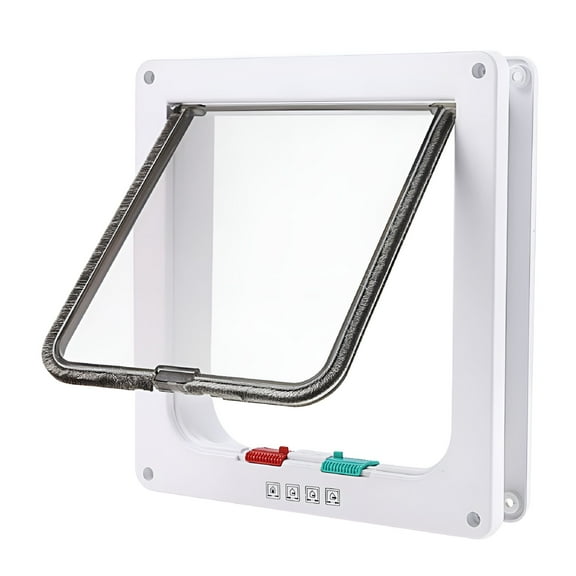 LAMIRO Thin Cat Door for Windows, Pet Doors and Sliding Door, Safety Pet Door with 4 Way Lock, Weatherproof Cat Flap for Thin Door and Wall