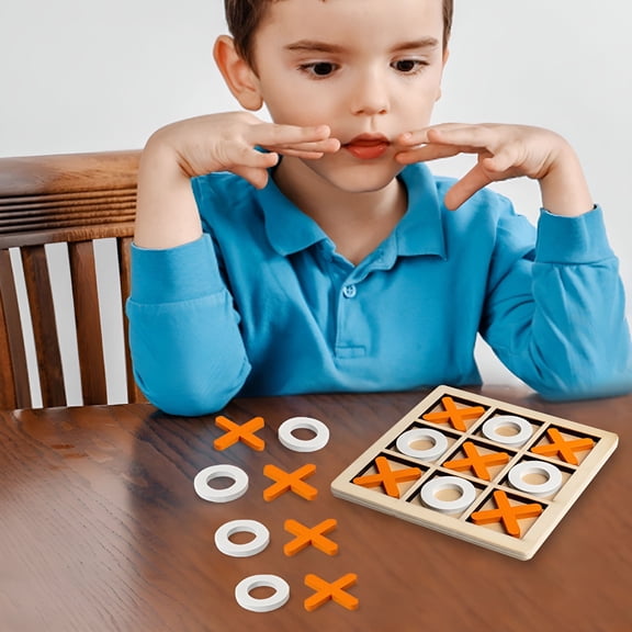 BESTSKY Tic Tac Toe Wooden Game with Templates,Dementia Activities for Seniors