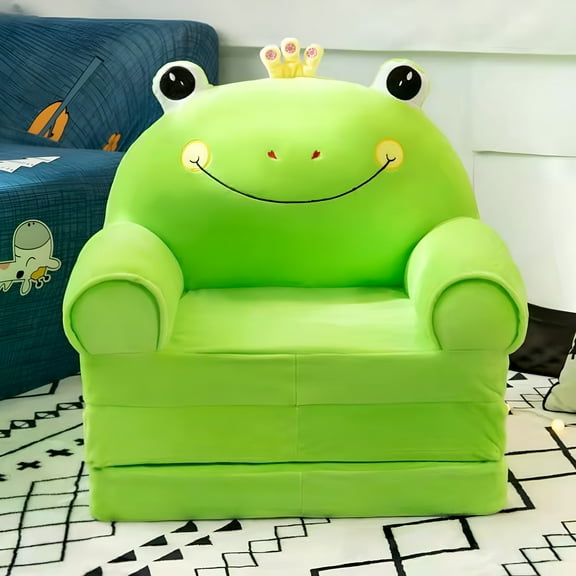 LAMIRO Toddler Chairs Comfy Plush Foldable Kids Sofa Backrest Armchair 2 In 1 Cute Cartoon Lazy Sofa Children Flip Open Sofa Bed For Without Liner Filler Bean Bag Chair Multi-Color