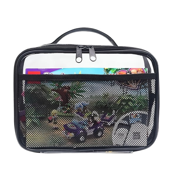 LAMIRO Toy Storage Bags with Zipper,Clear PVC Organizing Bags,Reusable Toy Storage Organizer with Portable Handle,Travel Waterproof Organizer Bags for Building Blocks,Puzzle,Toys and Books