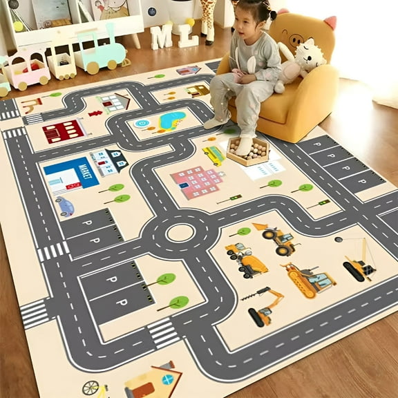 LAMIRO Traffic Route Map Carpet 20'' x 31'' Bedroom Sofa Rug Door Mat Kitchen Bathroom Mats For Kids
