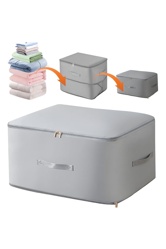 Ultra Space Saving Self Compression Organizer,2025 Upgraded Space Saving Self Compression Organizer Space Bags,Premium Comforter Packaging Cube Bedding Storage Bag (Light Grey,M 403012cm)