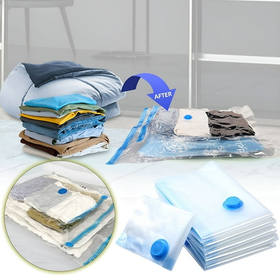 LAMIRO Vacuum Compression Bags Clear Packaging Bags Vacuum Sealer Bags for Clothes Large Portable Bag Vacuum Cushion Storage Bag 32x32 Big Zip Locked Bags Organizer for Clothes in Suitcases Vacuum