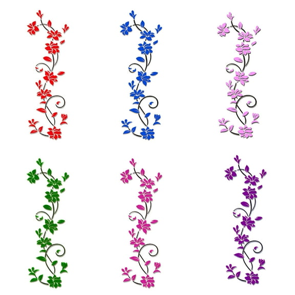 LAMIRO Vinyl Tree of Life 3D Flower Wall Sticker Art Mural Vase 3D Wall Art Removable Bedroom Living Room Home Decor Wall Stickers,Rose Red