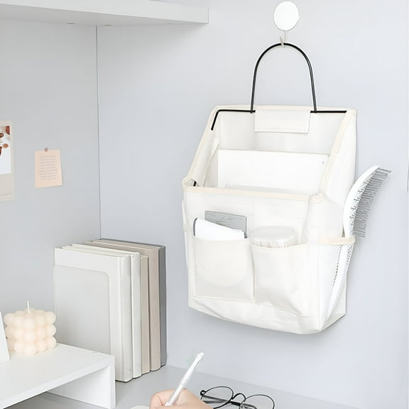 LAMIRO Wall Hanging Basket with Pockets,Canvas Wall Organizer,Waterproof Hanging Storage Bag for Kitchen,Bedroom,Office,RV Camper,Locker